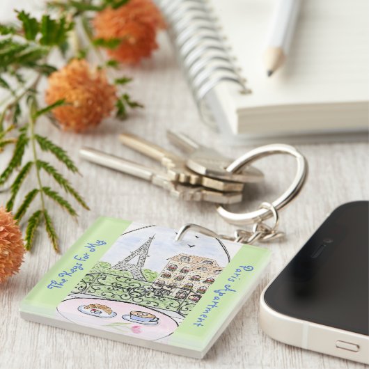 Whimsical PARIS APPARTEMENT KEYS Eiffeltoren Sleutelhanger (Voorkant Rechts)
