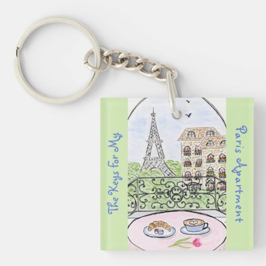 Whimsical PARIS APPARTEMENT KEYS Eiffeltoren Sleutelhanger (voorkant)