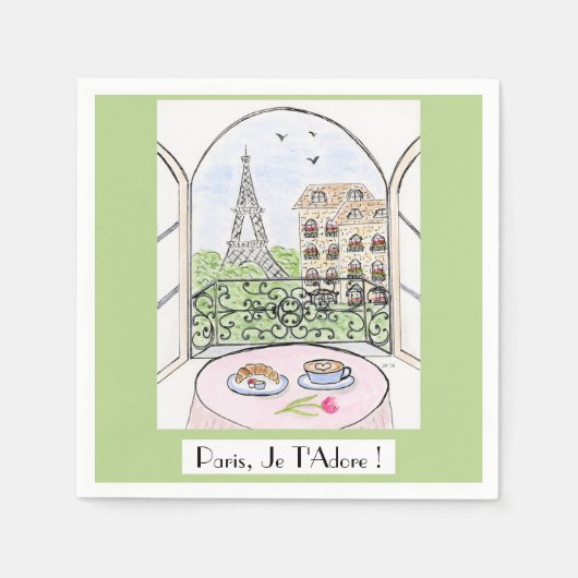 Whimsical Paris Eiffel Tower I Adore You! Servet (Voorkant)