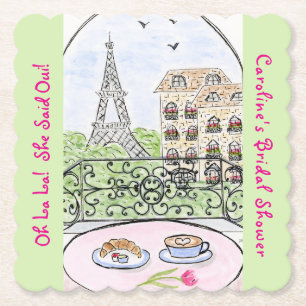 Whimsical Paris Eiffeltoren BRUIDSSCHMAUS Kartonnen Onderzetters