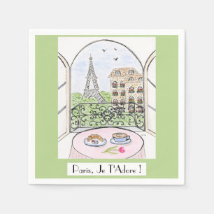 Whimsical Paris Eiffeltoren Ik aanbid jou! Servet