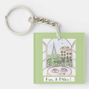Whimsical Paris Eiffeltoren Ik aanbid jou! Sleutelhanger