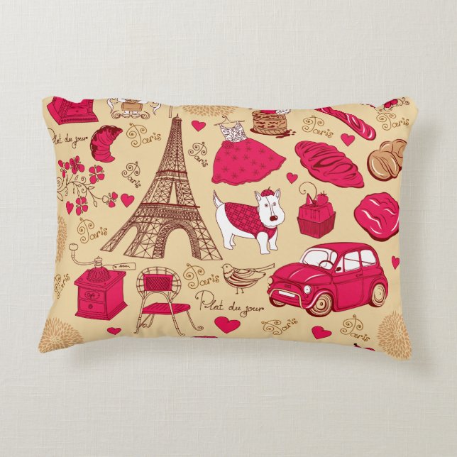 Whimsical Parisian Pillow Accent Kussen (Achterkant)