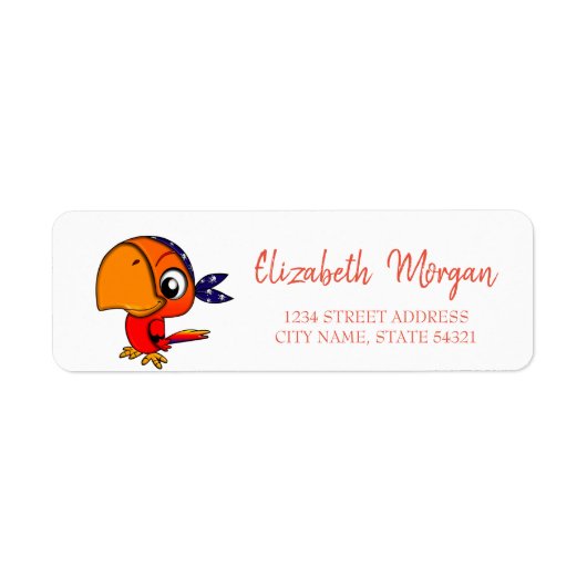 Whimsical, Parrot, White Address Label (Voorkant)