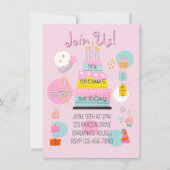 Whimsical Partytime Kids Brithday Invitation (Devant)