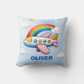 Whimsical Passanger Vliegtuig met Rainbow Kussen (Voorkant)