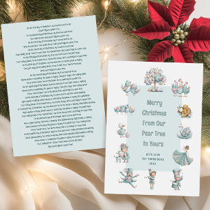 Whimsical Pastel 12 Days of Christmas Tekst Foto Feestdagenkaart