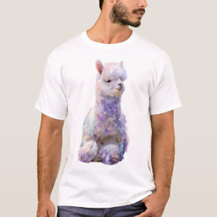Whimsical Pastel Artistieke Fluffy Alpaca Mannen T-shirt
