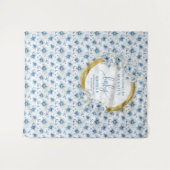 Whimsical Pastel Blue Gold Baby shower Achtergrond Wandkleed (Voorkant (horizontaal))