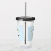 Whimsical Pastel Blue Hexagon Modern Monogram Acryl Drinkbeker (Rechts)