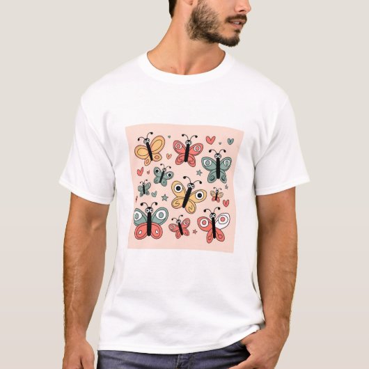 Whimsical Pastel Butterfly T-shirt (Voorkant)