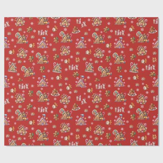 Whimsical Pastel Christmas Ginger Bread patterned Cadeaupapier (Vlak)