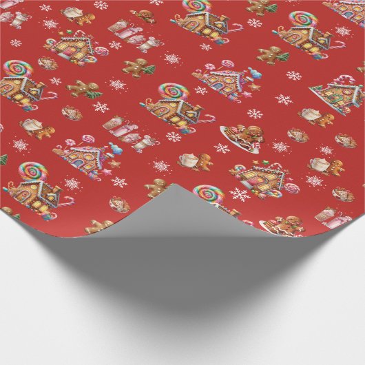Whimsical Pastel Christmas Ginger Bread patterned Cadeaupapier (Hoek)