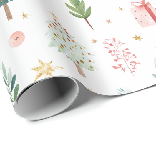 Whimsical Pastel Christmas Pattern Wrapping Paper Cadeaupapier (Rol Hoek)