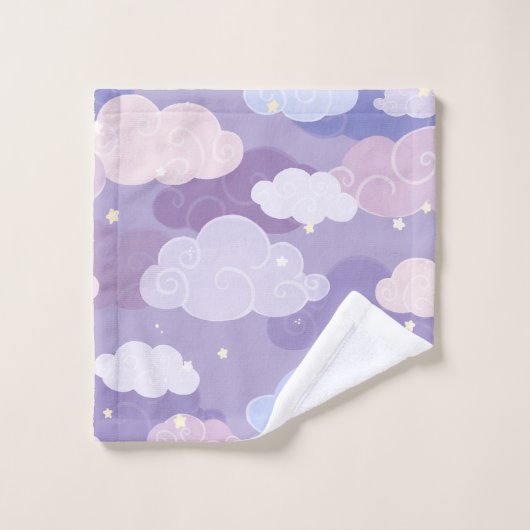 Whimsical Pastel Clouds et étoiles Motif (Gant de toilette)