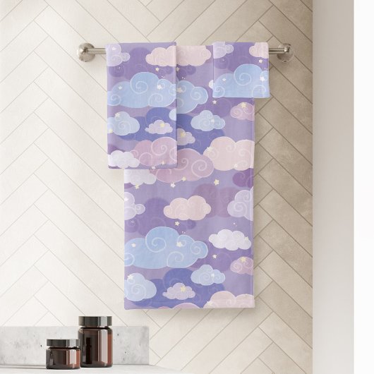 Whimsical Pastel Clouds et étoiles Motif