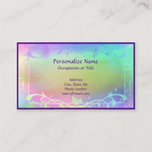 Whimsical Pastel Color Design met Paarse rand Visitekaartje (Voorkant)