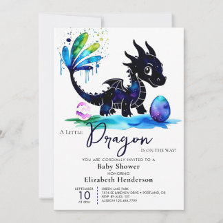 Whimsical Pastel Dragon Boy Baby shower Kaart