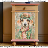Whimsical Pastel Dressed Teckel EB4L Decoupage Tissuepapier