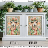 Whimsical Pastel Dressed Teckel EB4L Decoupage Tissuepapier
