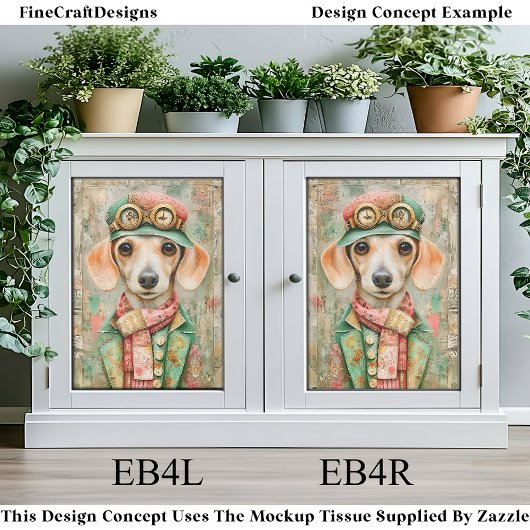 Whimsical Pastel Dressed Teckel EB4R Decoupage Tissuepapier