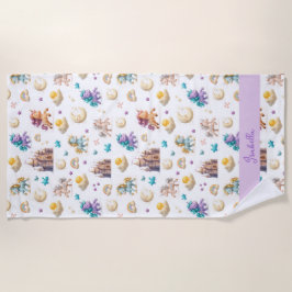 Whimsical Pastel Eenhoorns en kastelen Fantasy Strandlaken