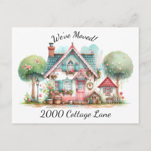 Whimsical Pastel Fairy Tale Cottage Art Aankondigingskaart