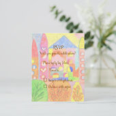 Whimsical Pastel Fairytale Castle RSVP Card (Debout devant)