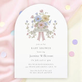 Whimsical pastel floral  Baby Shower QR code Kaart