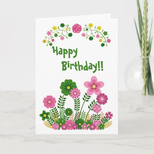 Whimsical Pastel Floral Bonne carte d'anniversaire (Devant)