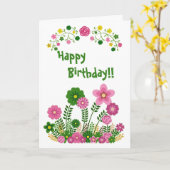 Whimsical Pastel Floral Bonne carte d'anniversaire (Fleur jaune)