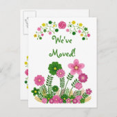 Whimsical Pastel Floral "We hebben verhuisd" Brief Aankondigingskaart (Voorkant / Achterkant)