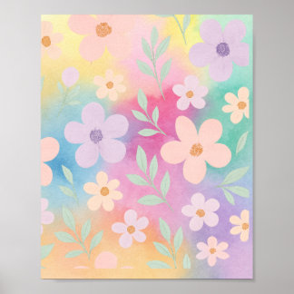 Whimsical Pastel Flower Garden Poster