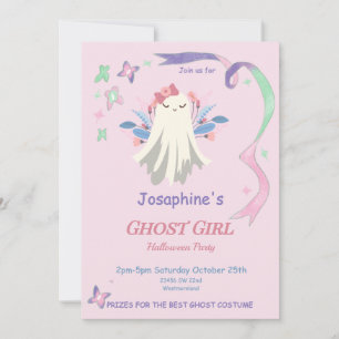Whimsical Pastel Ghost Girl Halloween Invitation d