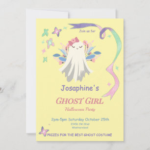 Whimsical Pastel Ghost Girl Halloween Invitation d