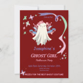 Whimsical Pastel Ghost Girl Halloween Invitation d (Devant)