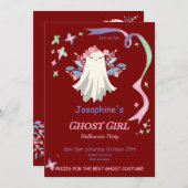Whimsical Pastel Ghost Girl Halloween Invitation d (Devant / Derrière)