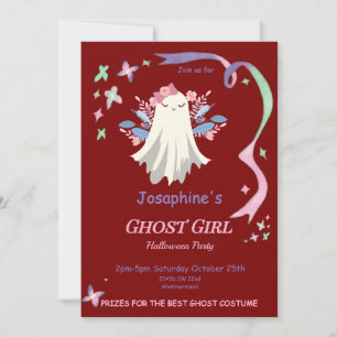Whimsical Pastel Ghost Girl Halloween Invitation d