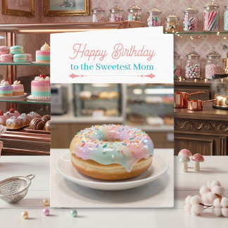 Whimsical Pastel Glass Glaze Donut Mom's Birthday Kaart