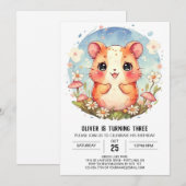 Whimsical Pastel Hamster verjaardag Kaart (Voorkant / Achterkant)