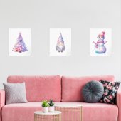 Whimsical Pastel Kerstmis Print Set (Woonkamer)