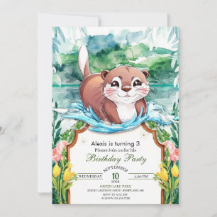 Whimsical Pastel Otter Verjaardag Kaart