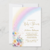 Whimsical Pastel Rainbow Baby shower Kaart (Voorkant)