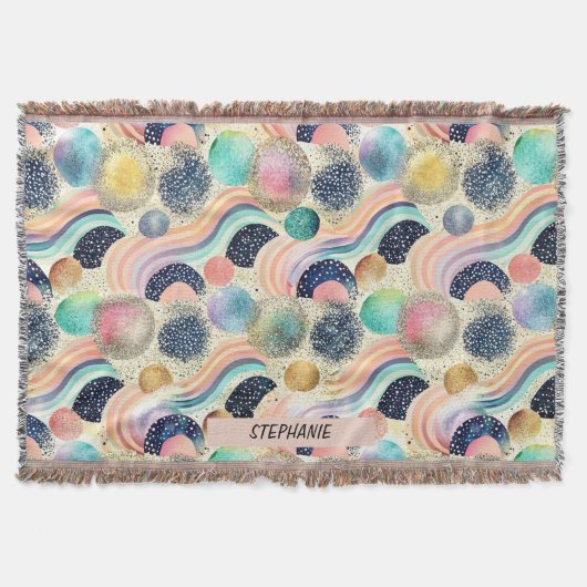 Whimsical Pastel Rainbow Waves & Glitter Abstract Deken (Voorkant)