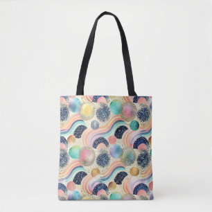 Whimsical Pastel Rainbow Waves & Glitter Abstract Draagtas