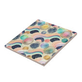 Whimsical Pastel Rainbow Waves & Glitter Abstract Tegeltje (Zijkant)