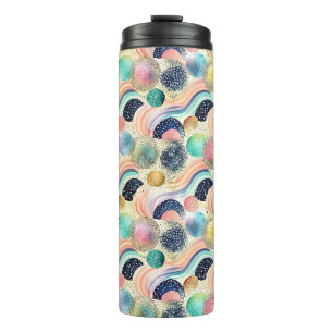 Whimsical Pastel Rainbow Waves & Glitter Abstract Thermosbeker