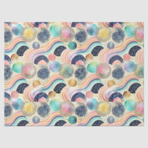 Whimsical Pastel Rainbow Waves & Glitter Abstract Tissuepapier