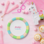 Whimsical pastel retro kind aangepaste foto papieren bordje (Feest)