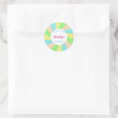Whimsical pastel retro kind gewoonte ronde sticker (Tas)